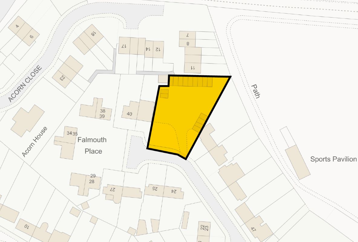 Land & Garages at Falmouth Place, Five Oak Green, Tonbridge, Kent, TN12 6RD