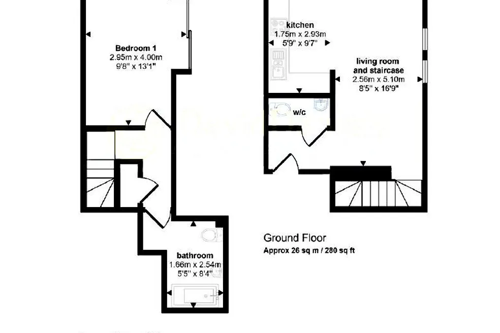 Long Leasehold Vacant Split Level One Bedroom Flat for Modernisation